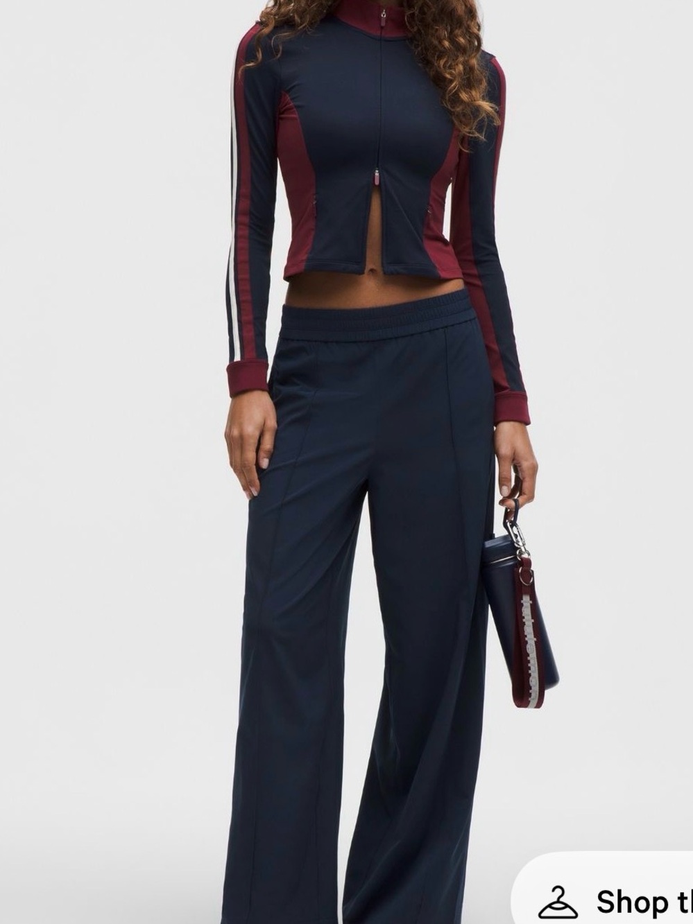 lululemon athletica Navy Wide-Leg Pants with Burgundy Accents